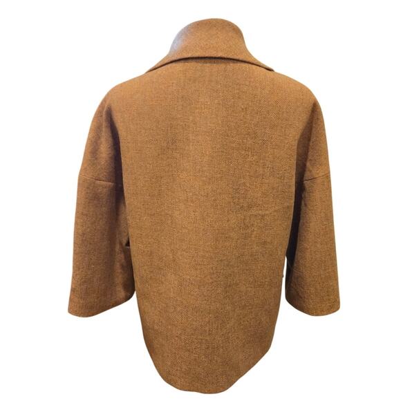 Talbots Peacoat 100% Wool Double Breast Front Pockets Tan Jacket Womens Size 10 - Picture 4 of 11